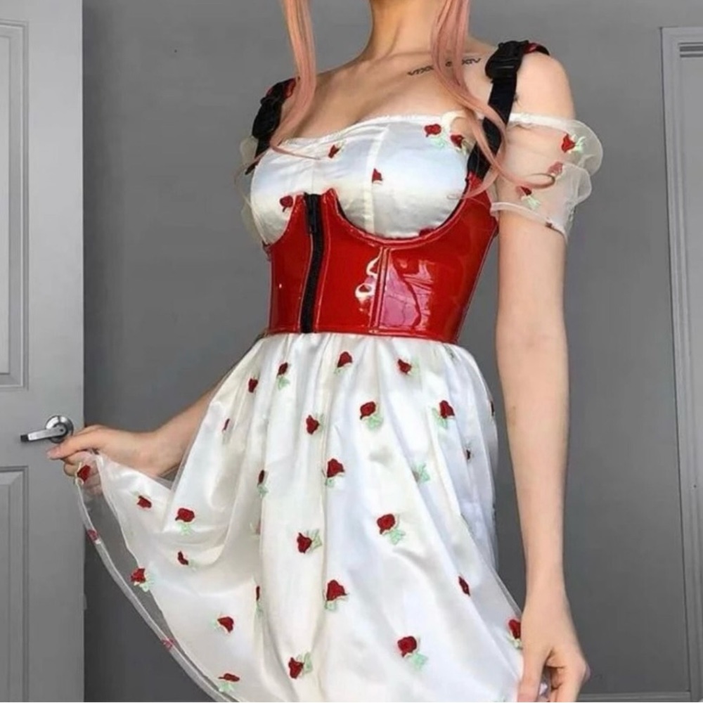 Faux leather harness corset